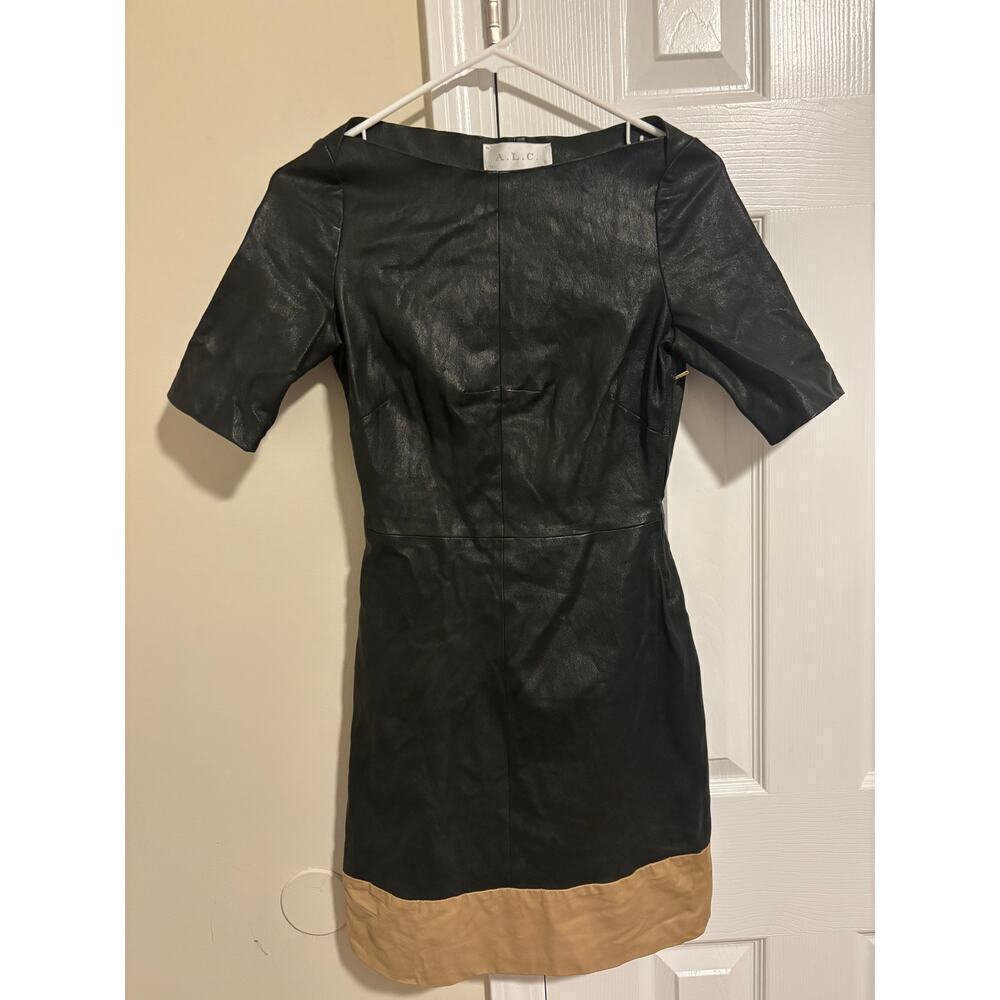 A.L.C leather black and brown mini dress sz 6